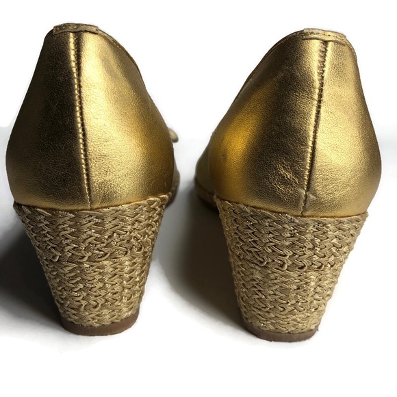 Vintage La Badia Gold Espadrilles Wedges 7 37 made in Italy - Picture 4 of 12